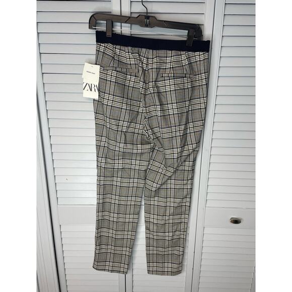 Zara plaid dress pants jogger waist w/ pockets women's size medium - NWT - Picture 3 of 5